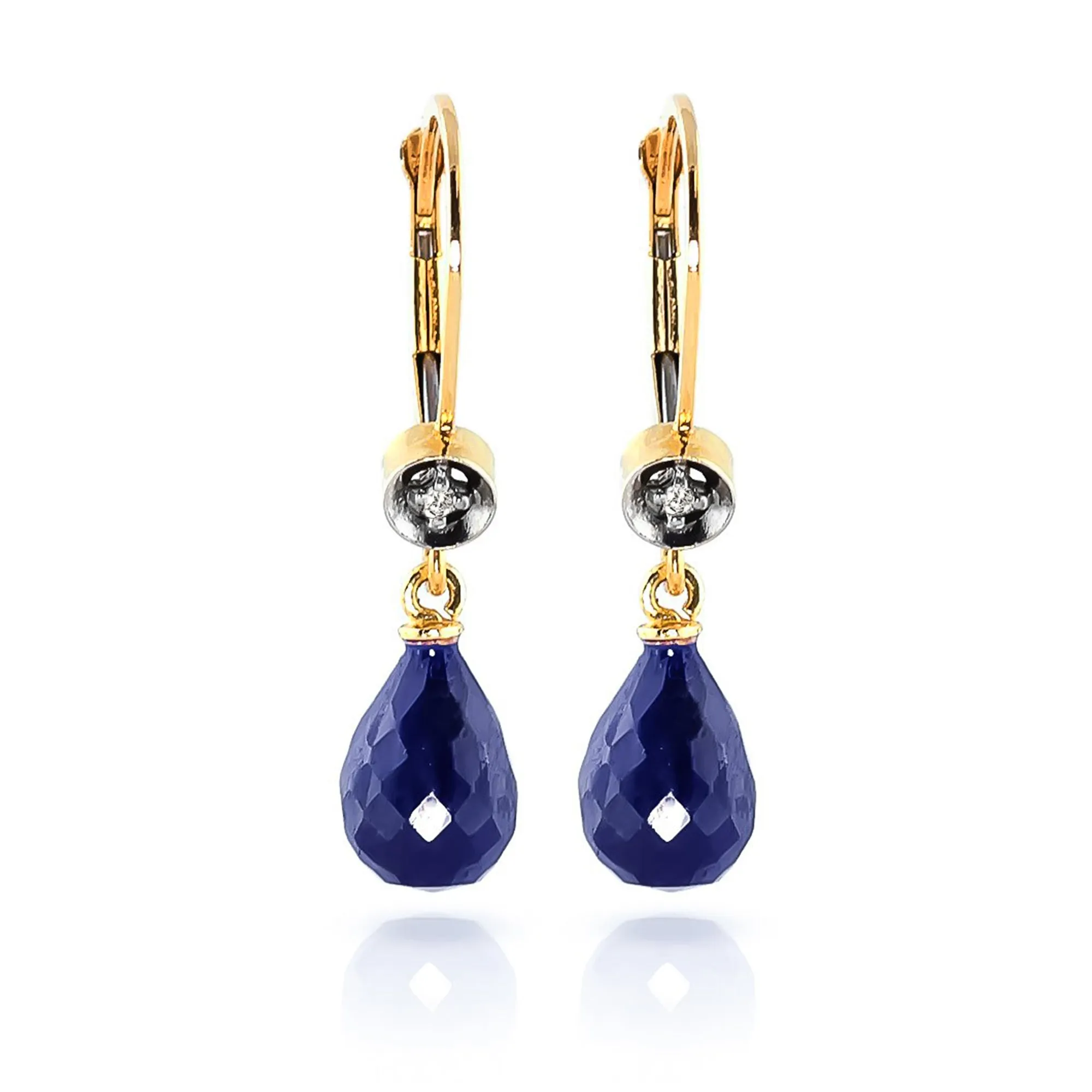 6.63 Carat 14K Solid Yellow Gold Femme Sapphire Diamond Earrings
