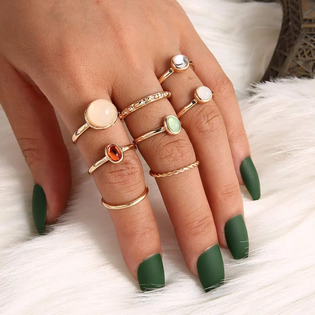 7-19pcs Silver Star Moon Knuckle Ring Set for Women Girls Vintage Stackable Midi Finger Rings Set