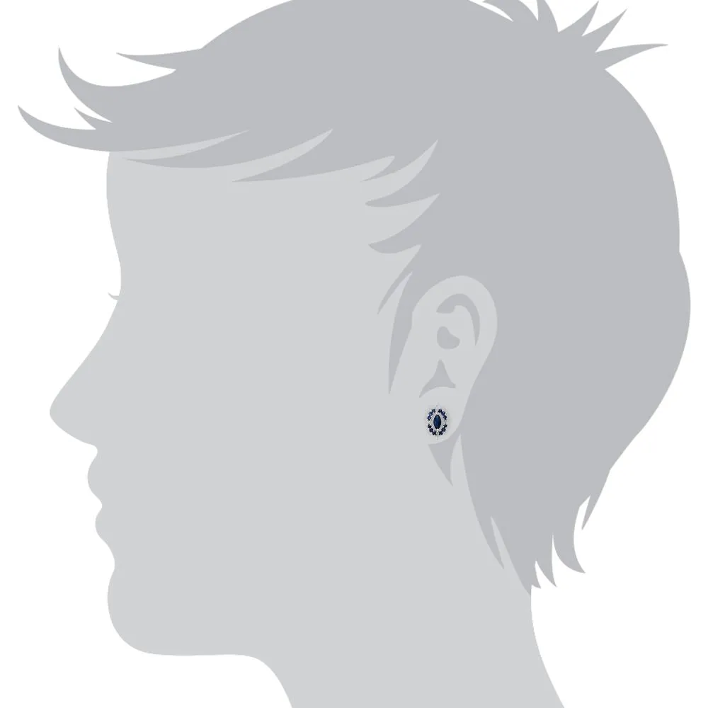 925er Sterlingsilber Saphir & Diamant Ohrstecker Ohrringe