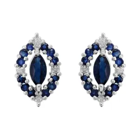 925er Sterlingsilber Saphir & Diamant Ohrstecker Ohrringe