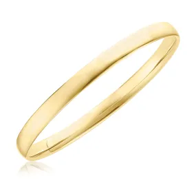 9ct Yellow Gold Silver Filled 69x6mm Half Round Bangle