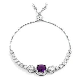 Abigail Amethyst Graduated CZ Bolo Slider Bracelet