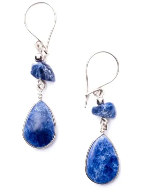 Alpaca Silver Wire Pierced Earrings Sodalite