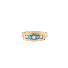 Alternating Ring - Pearl and Turquoise