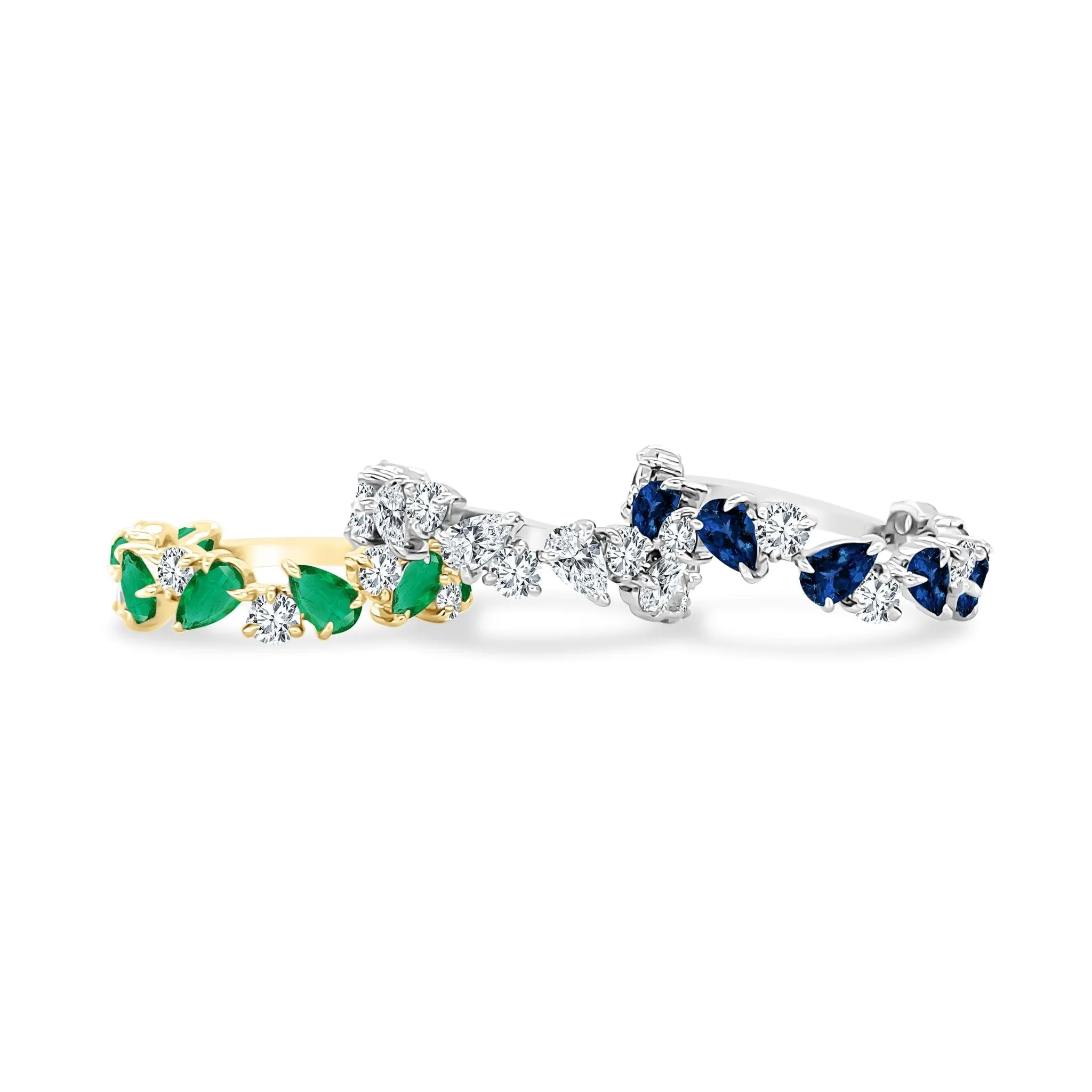 Alternating Round Diamond & Gemstone Pear Band