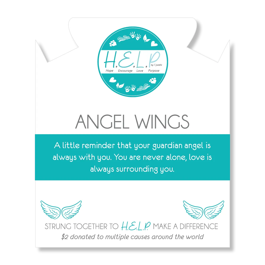 Angel Wings Charm with Blue Opal Jade Charity Bracelet