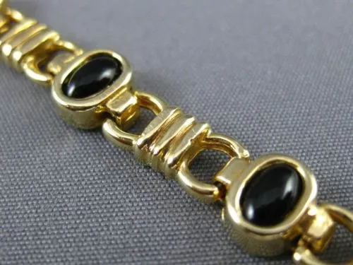 ANTIQUE WIDE AAA BLACK ONYX 14KT YELLOW GOLD 3D CLASSIC OVAL BRACELET #22728