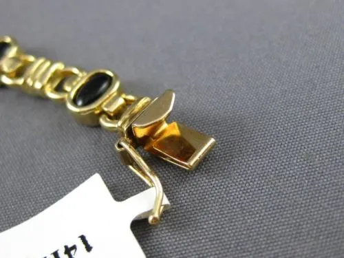 ANTIQUE WIDE AAA BLACK ONYX 14KT YELLOW GOLD 3D CLASSIC OVAL BRACELET #22728