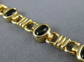 ANTIQUE WIDE AAA BLACK ONYX 14KT YELLOW GOLD 3D CLASSIC OVAL BRACELET #22728