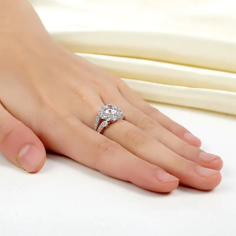 Art Deco Vintage style 925 Sterling Silver Wedding Ring 1.25 Ct Simulated Diamond Promise Anniversary