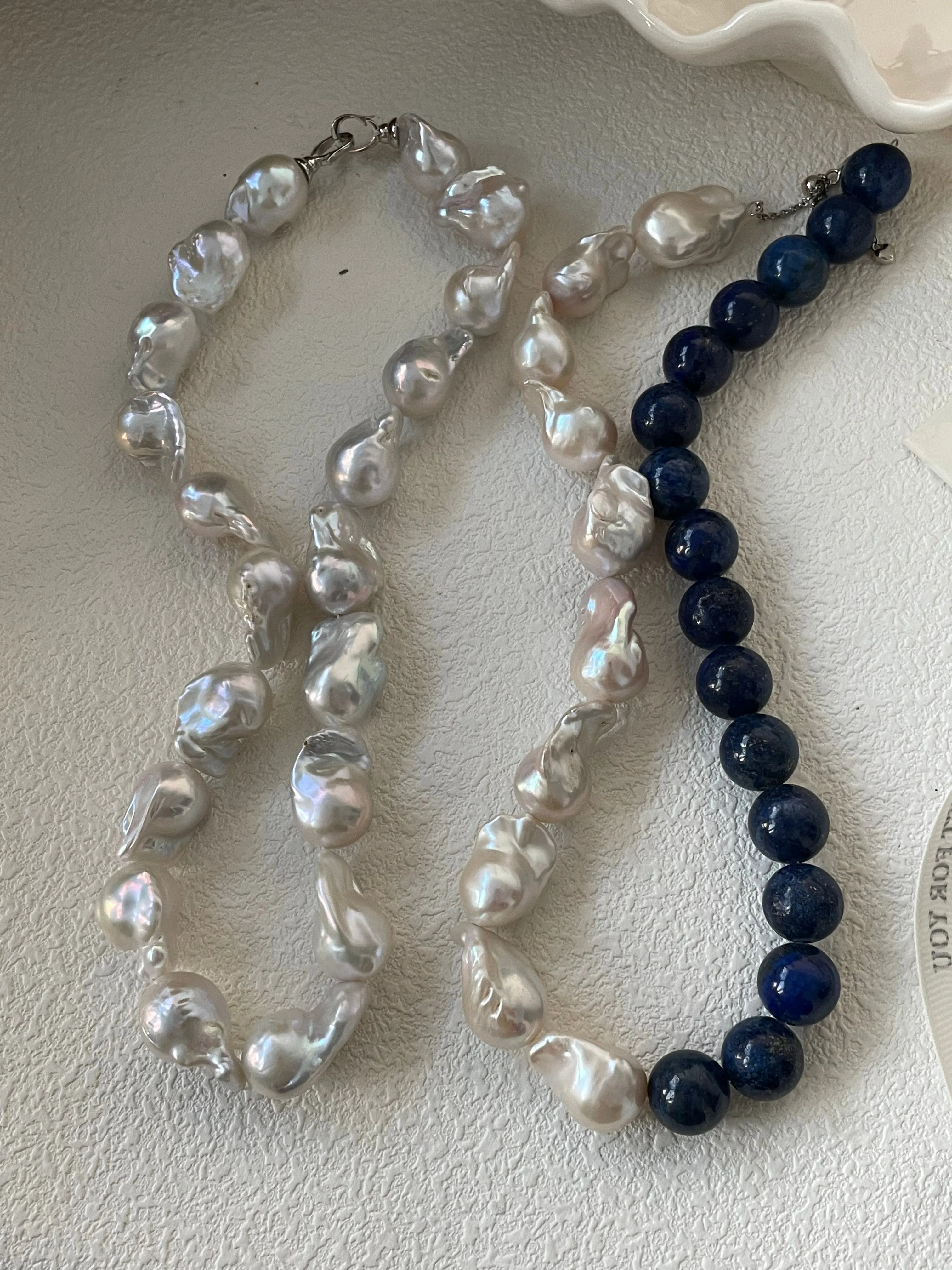 ASHA Baroque pearl and lapis lazuli necklace