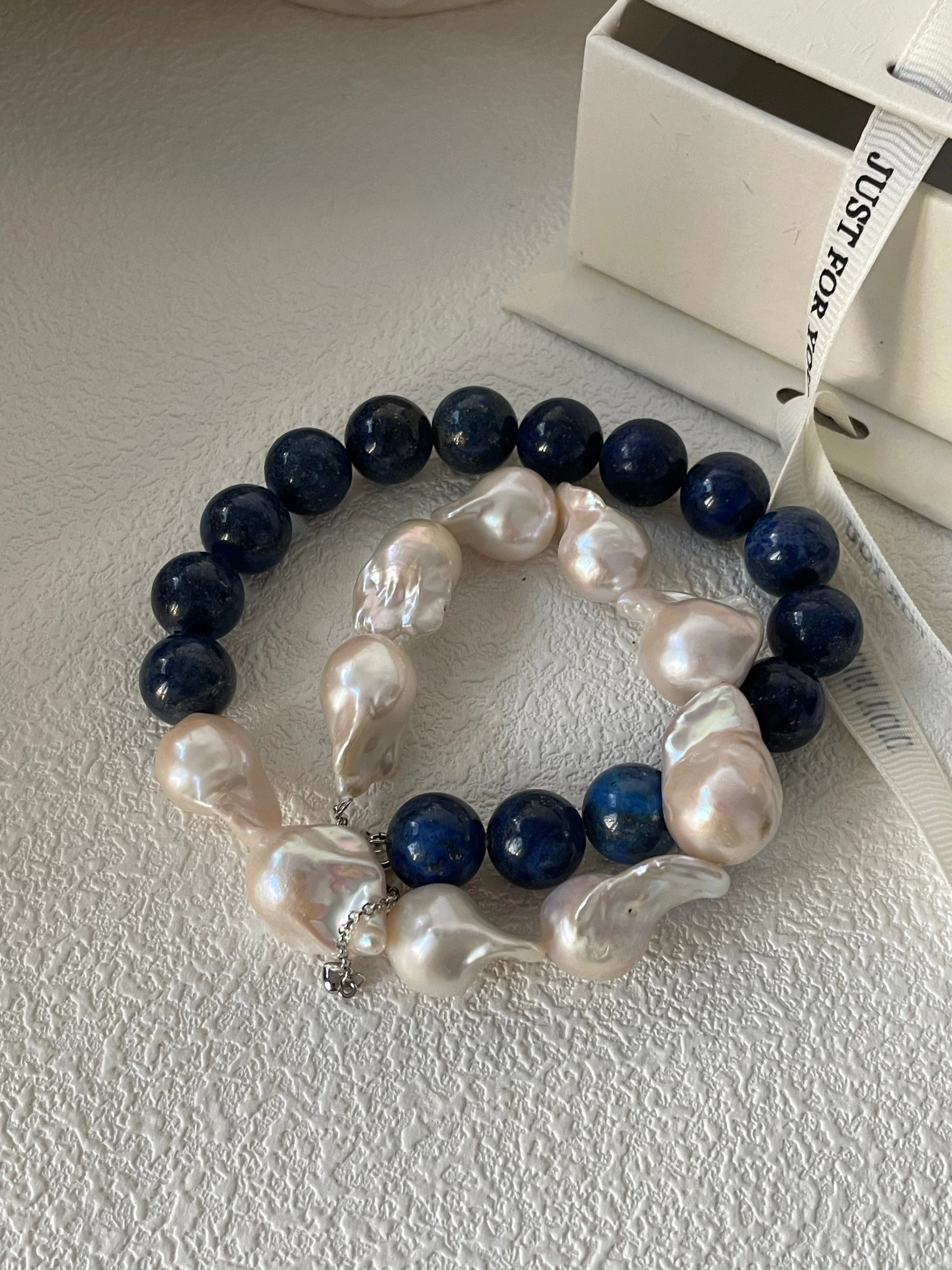 ASHA Baroque pearl and lapis lazuli necklace