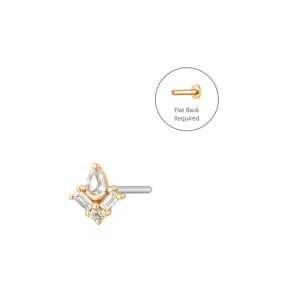 AURORA | Pear, Baguette and Round White Sapphire Threadless Flatback Earring