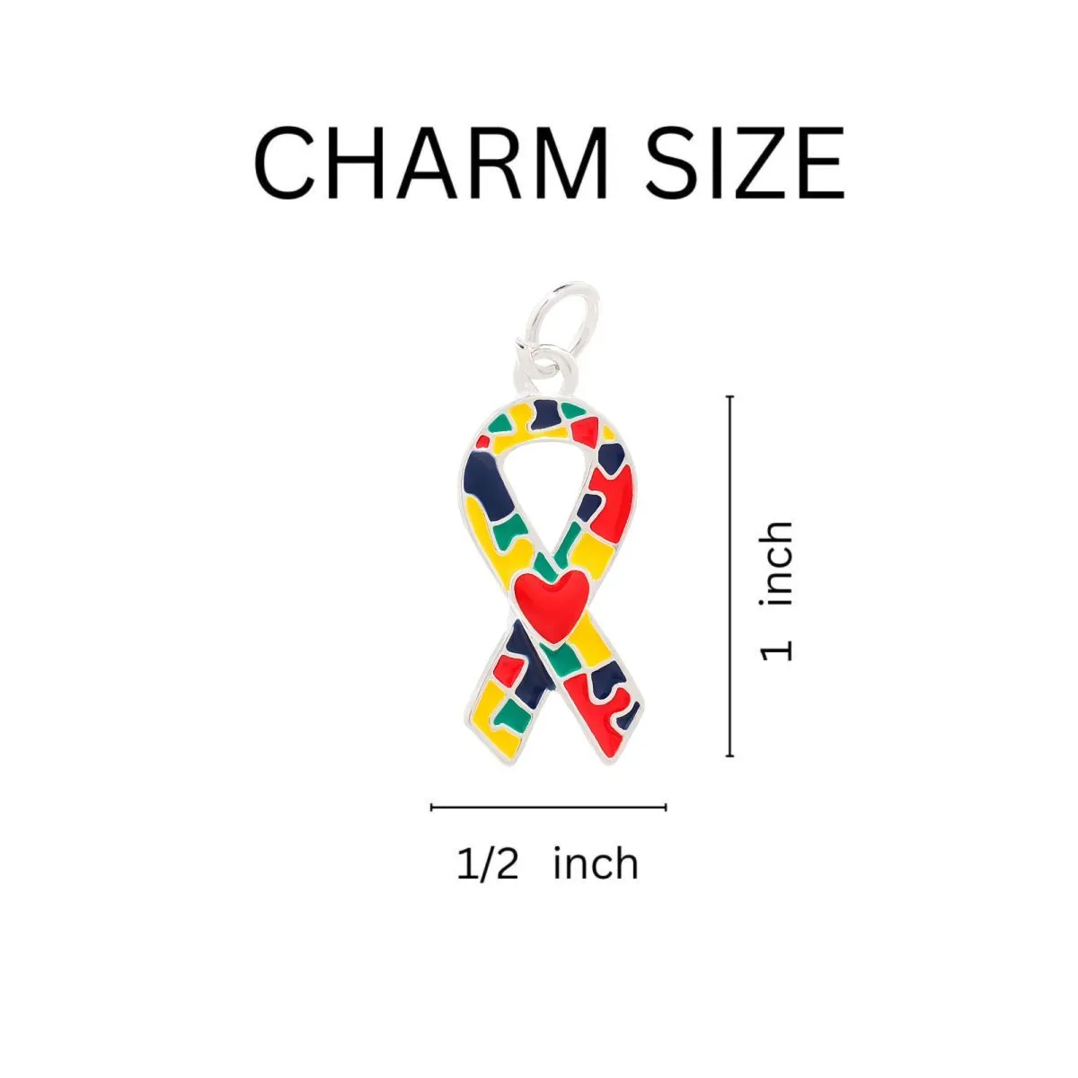 Autism Ribbon with Heart Hanging Earrings