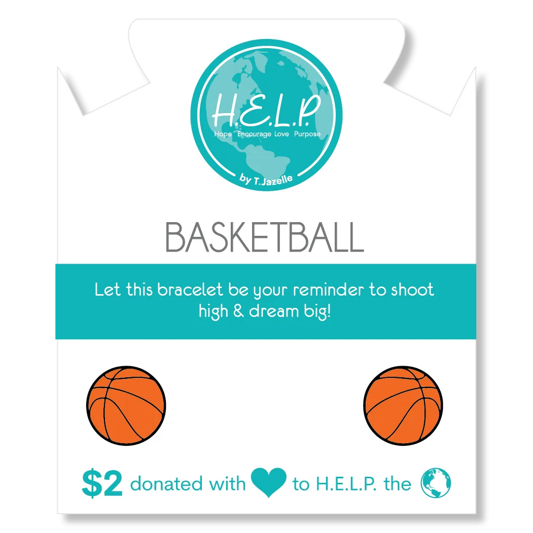Basketball Charm with Blue Opal Jade Charity Bracelet