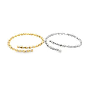 Beaded Open Wrist Bangle With CZ Stones (B58)