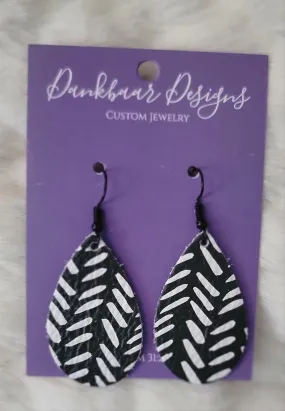 Black & White Leather Earrings (Small)