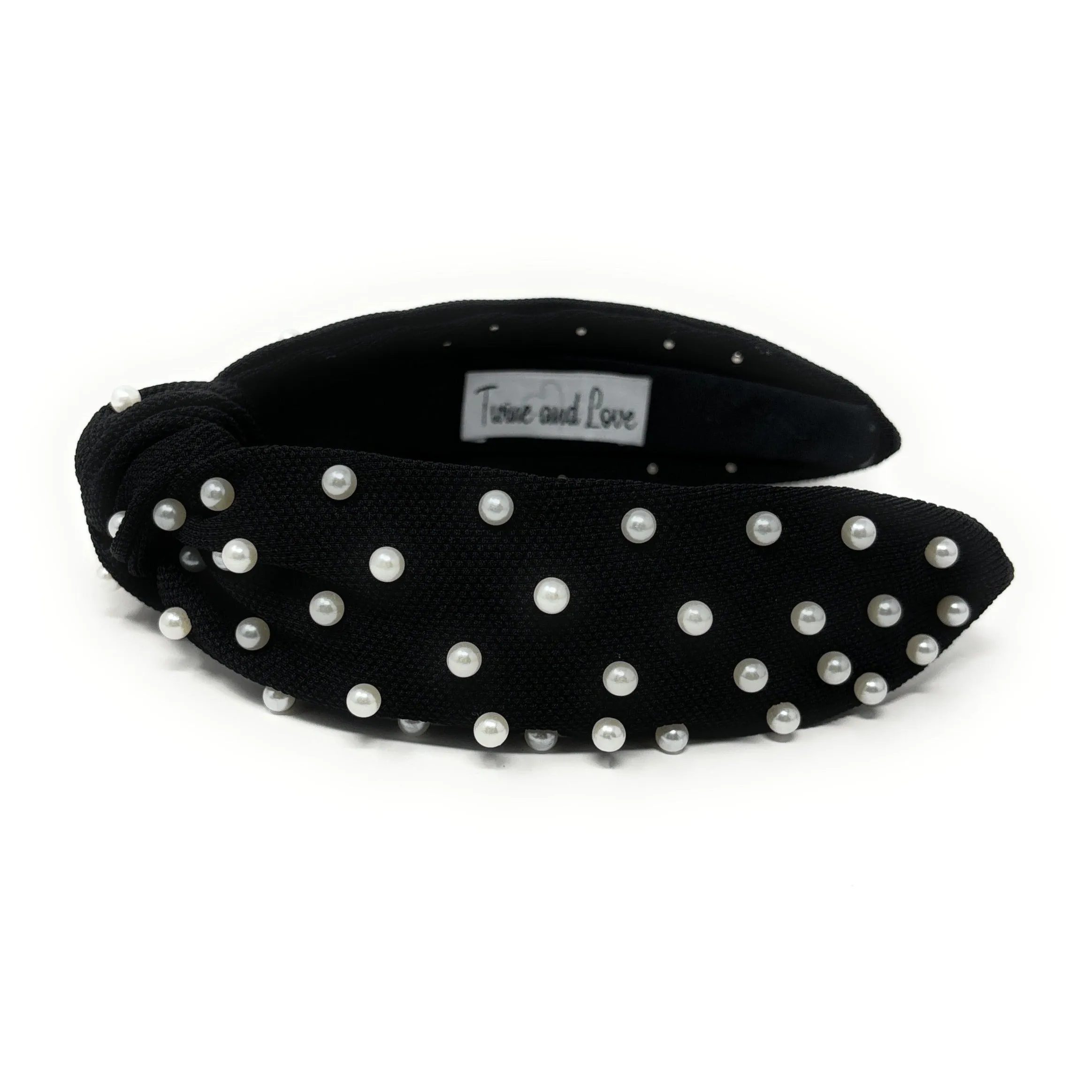 Black White Pearl Knot Headband