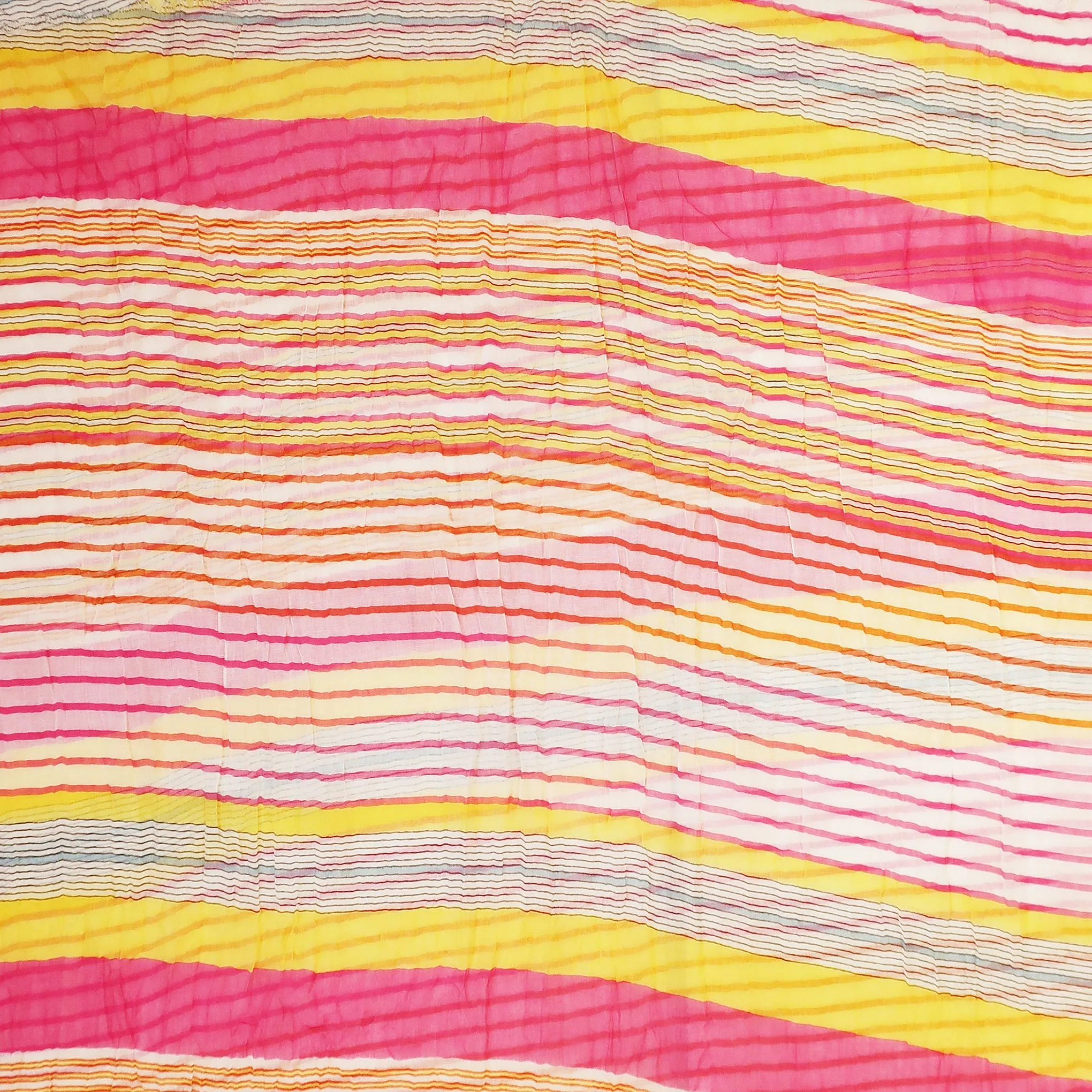 Blue Pacific Cotton Starburst Striped Scarf in Hot Pink and Yellow