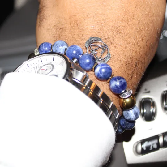 Blue Sodalite Ajna Chakra Bead Bracelet