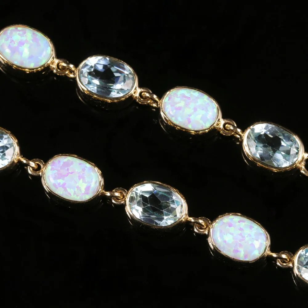 Blue Topaz And Opal Bracelet 9Ct Gold