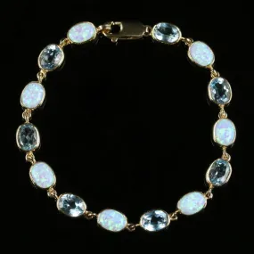 Blue Topaz And Opal Bracelet 9Ct Gold
