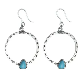 Bohemian Turquoise Hoop Dangles Hypoallergenic Earrings for Sensitive Ears Made with Plastic Posts