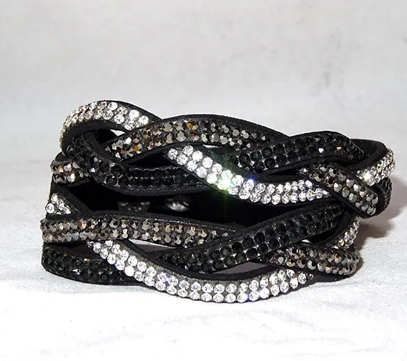 Braided Black Grey Fashion Wrap Bracelet Jewellery