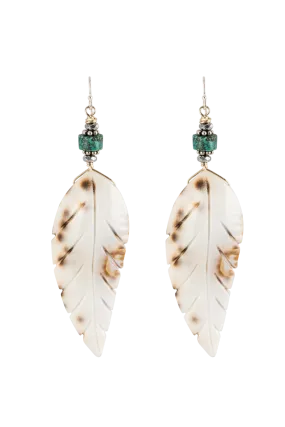 Breathe Deep Feather Shell Earrings
