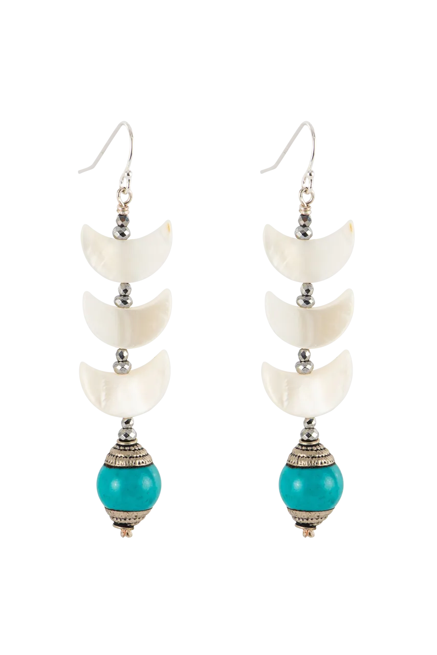 Breathe Deep Turquoise Moon Earrings