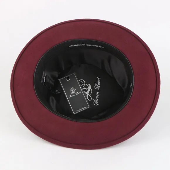 Broadway Fedora - Signature Diamond Crown with Removable Feathers | WH-103 Black/Burgundy