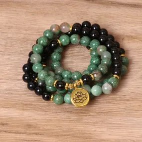 Buddha Stones 108 Beads Natural Agate Mala Healing Bracelet
