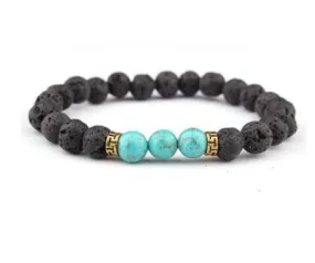 Buddhisttemple Energizing Lava Black Onyx & Turquoise Stone Yoga Bracelet