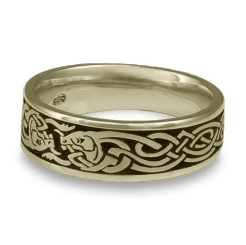 Celtic Hunt Wedding Ring in 18K White Gold