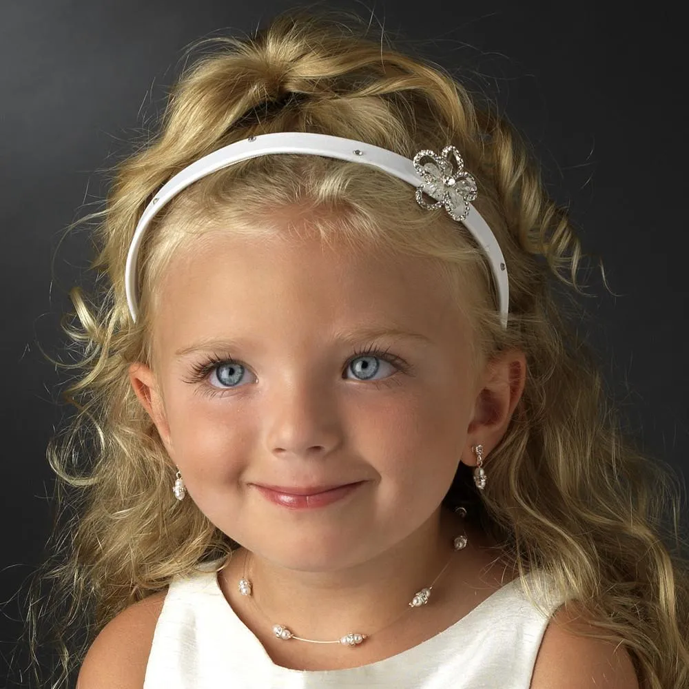 Child's Satin Crystal Floral Headband