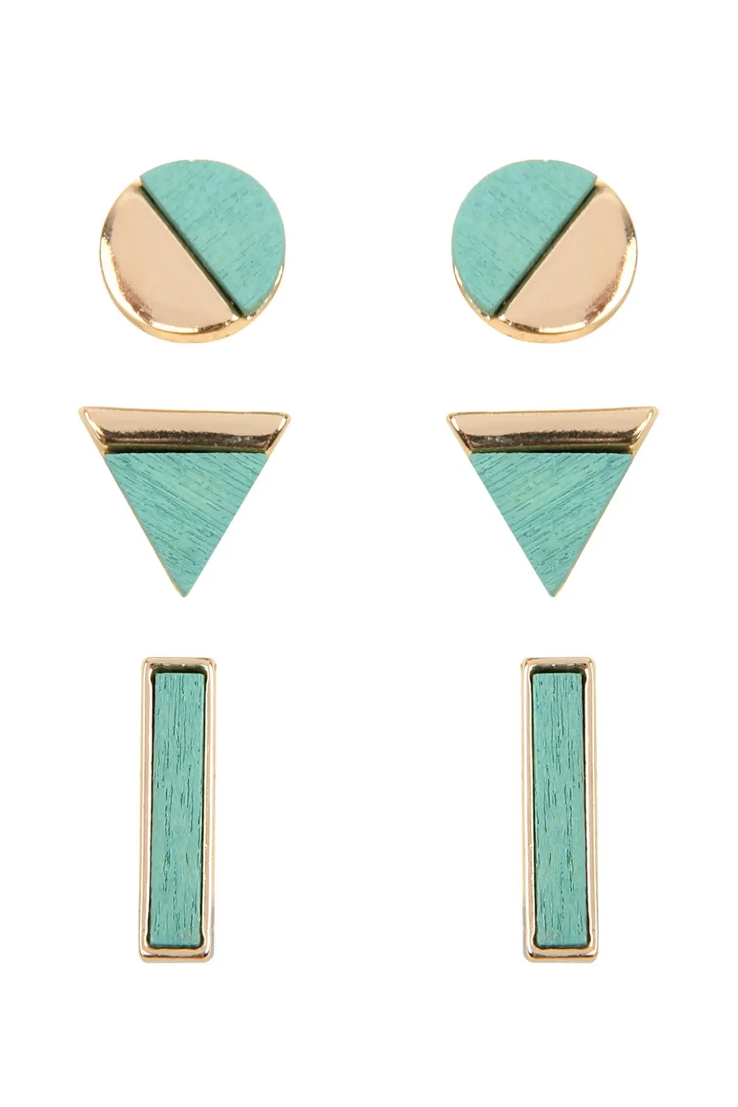 Circle Triangle Bar Stud Earrings Set