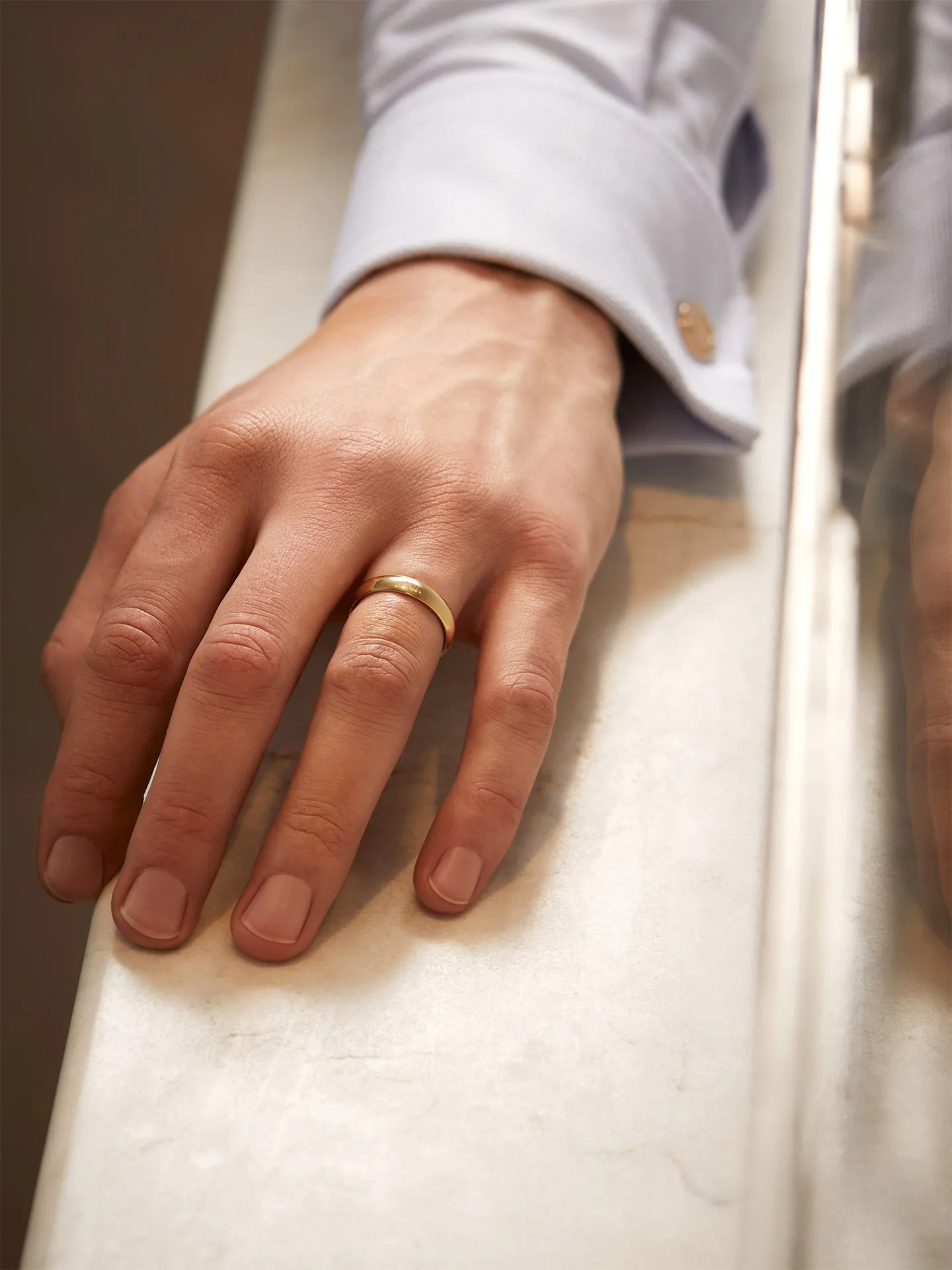 Classic Men's Court Shaped Yellow Gold Band (5mm Width)
