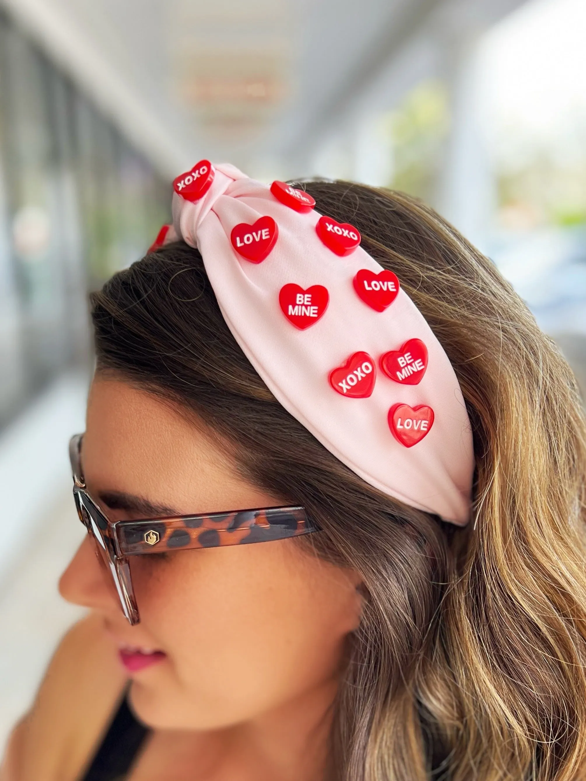 Conversation Heart Headband  - Pink/Red Hearts