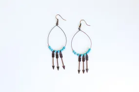 Copper Earrings with 3 Arrows
