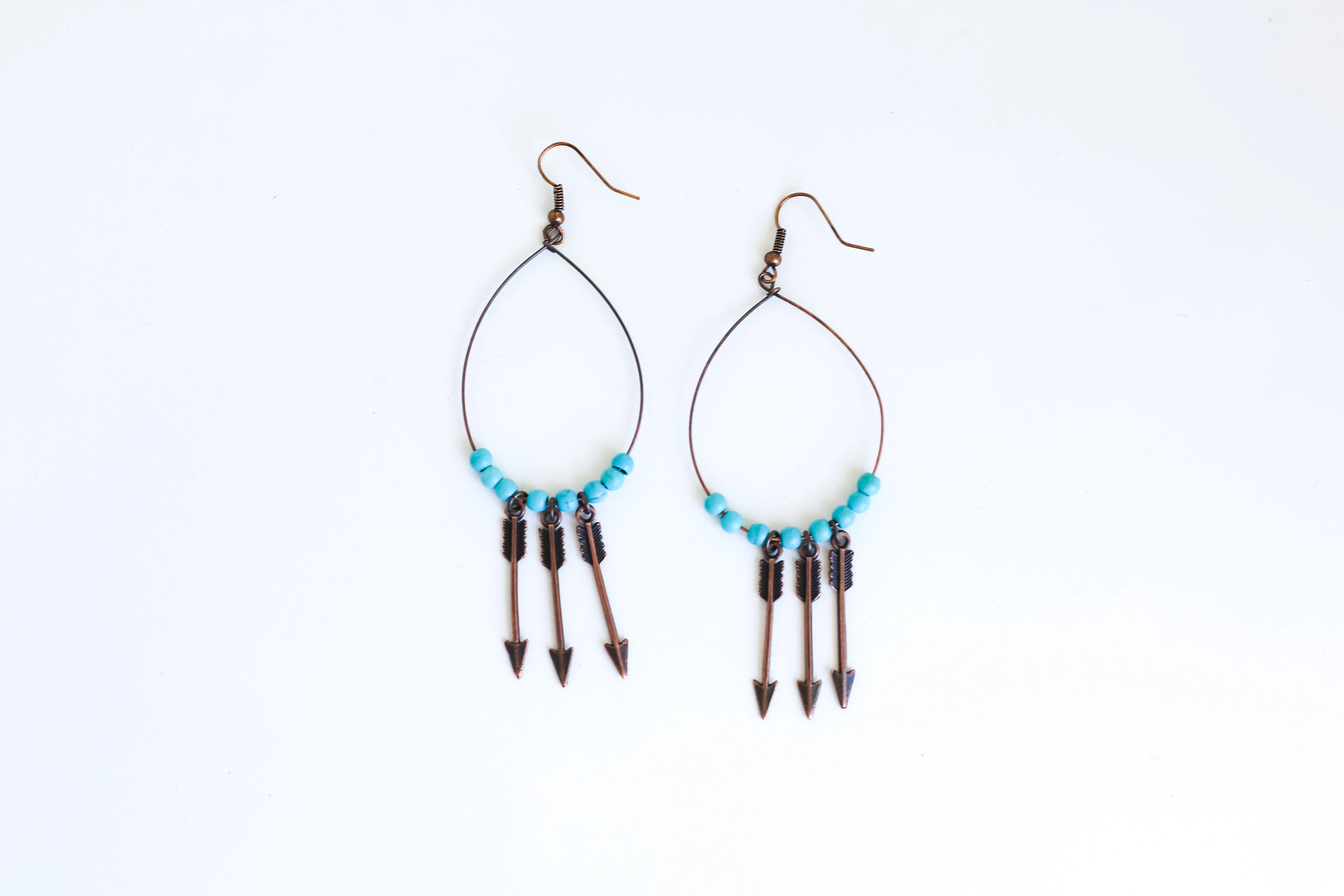 Copper Earrings with 3 Arrows