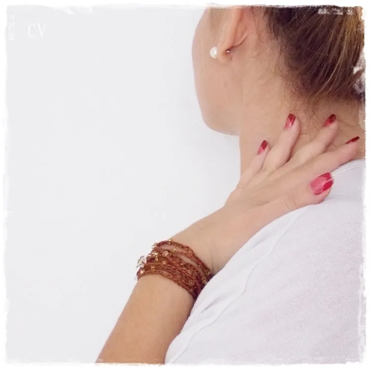 Crochet Wrap Beaded Bracelet