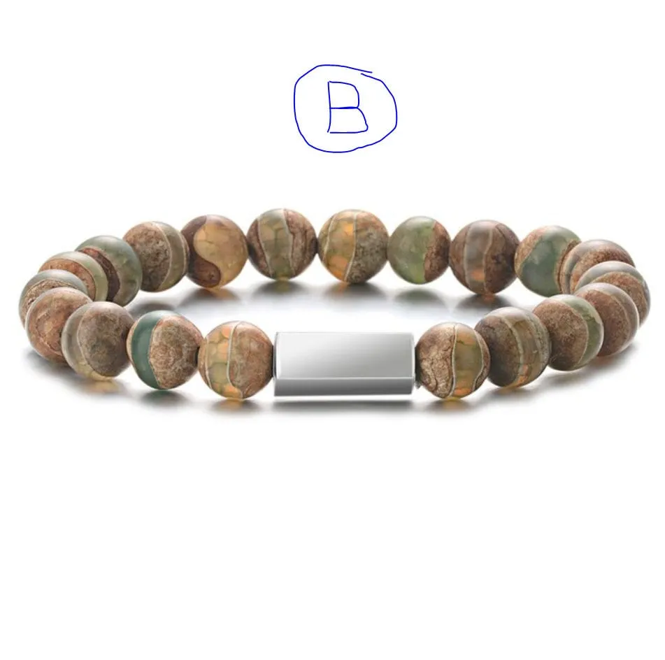 Custom Beaded Bracelet for Men Women - Personalized Engraved Beaded Bracelet - Name Bracelet - Gift for Him Her - Customized  Stone Bracelet