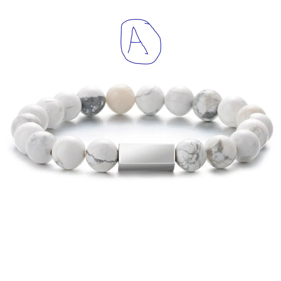 Custom Beaded Bracelet for Men Women - Personalized Engraved Beaded Bracelet - Name Bracelet - Gift for Him Her - Customized  Stone Bracelet