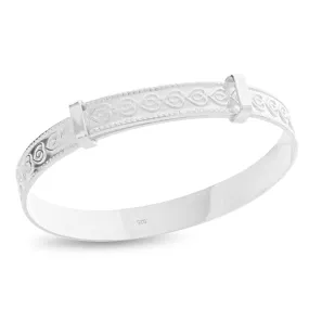 Customised Children's Silver Hearts wrapping the Baby Bangle (0–3 years)