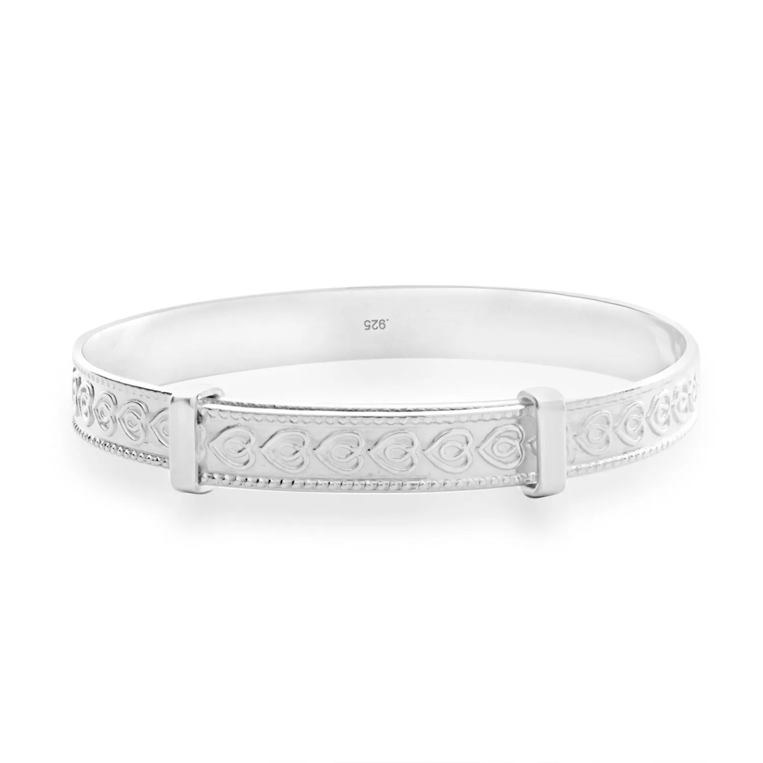 Customised Children's Silver Hearts wrapping the Baby Bangle (0–3 years)