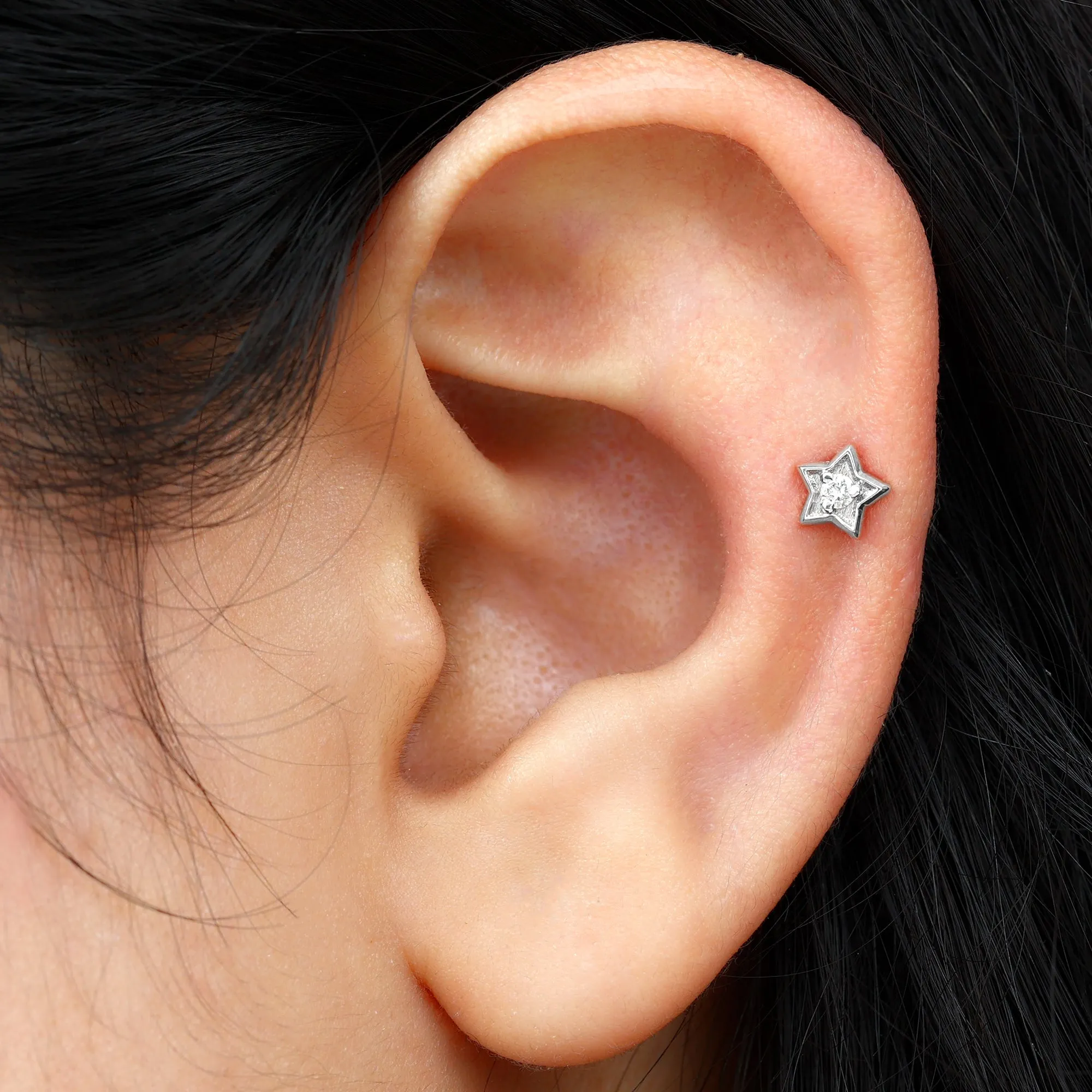Dainty Diamond Star Earring for Tragus Piercing