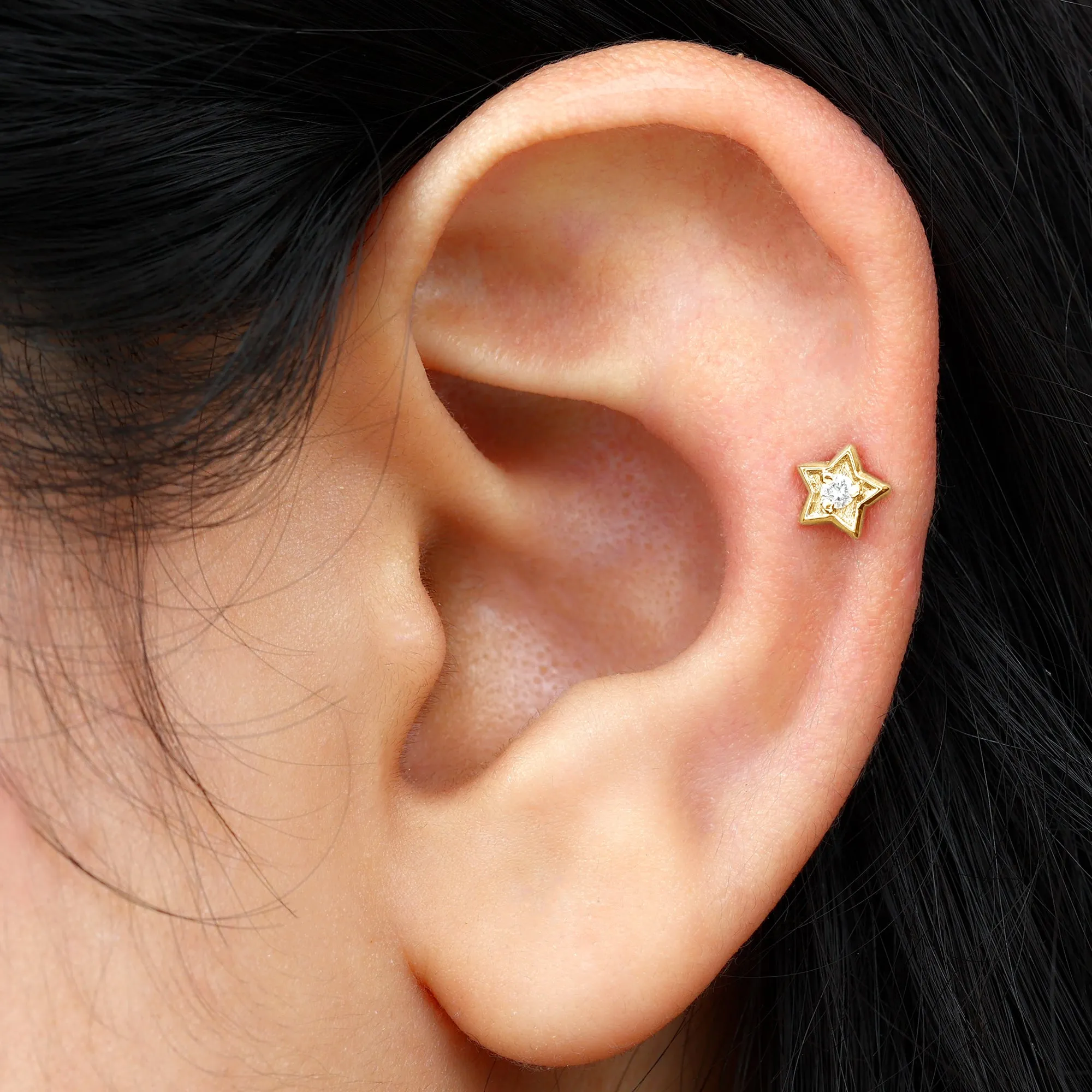 Dainty Diamond Star Earring for Tragus Piercing