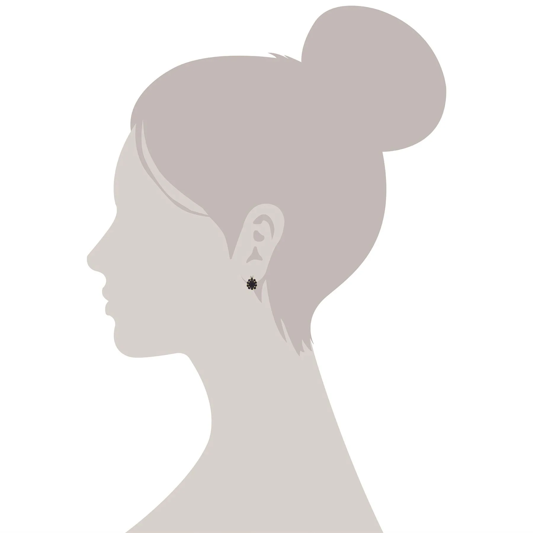Damen 9 Karat Gelbgold Saphir & Diamant Oval Cluster Ohrstecker