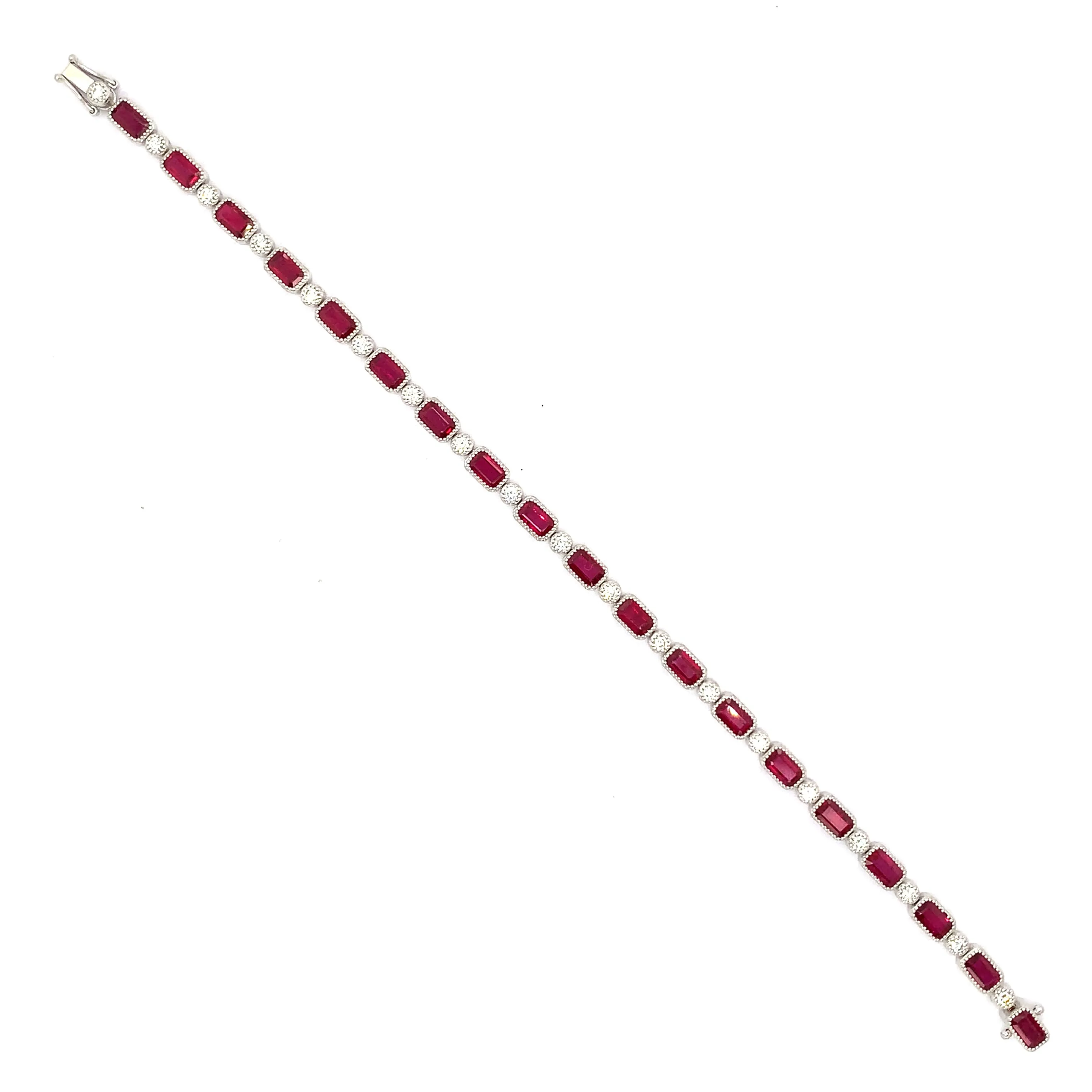 Diamond & Ruby Tennis Statement Bracelet 5.90ct t.w.