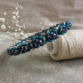 Diamond Back Beaded Rhinestone Stretch Bracelet Mini Kit with Video Class - Teal, Amethyst Opal, Silver & Rose Gold
